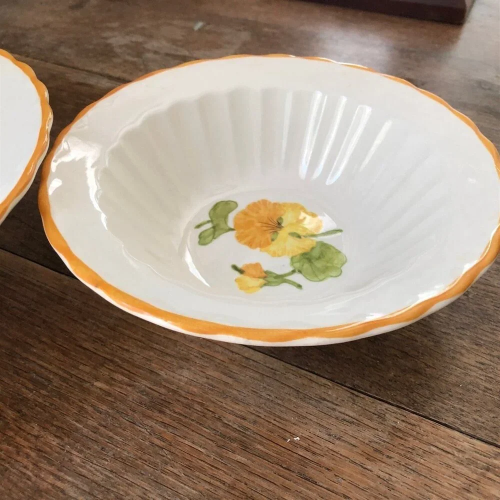 Vernon Ware Metlox Nasturtium Serving Bowl and Cereal Bowl Vintage California